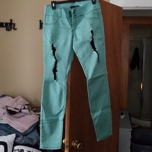 Lovesick skinny mint jeans